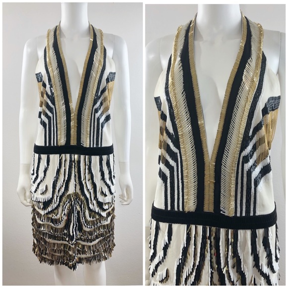 GUCCI • RARE! Runway Bead Fringe Deco Gold Dress - Picture 8 of 16